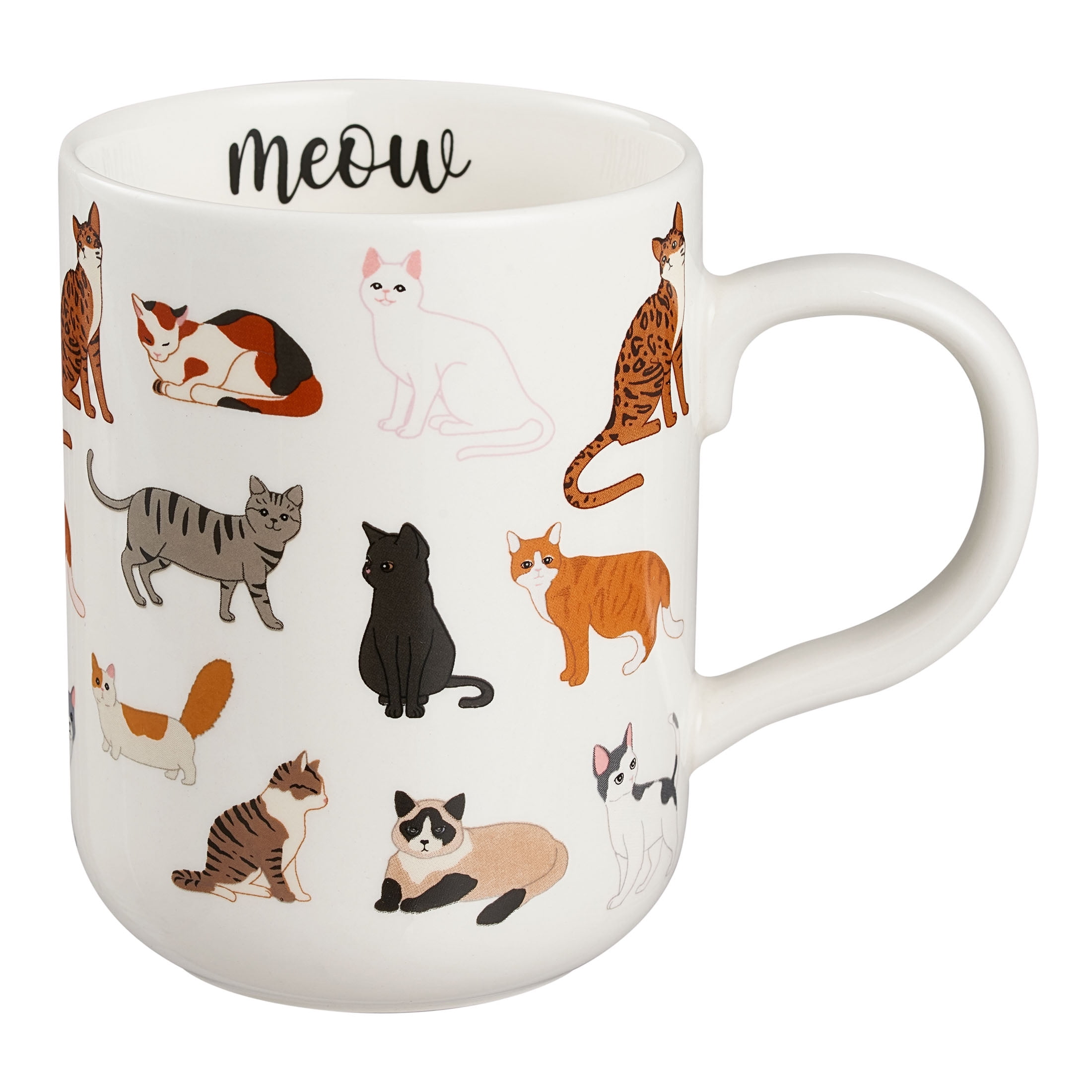 (4 pack) Mainstays 16.06 oz White Stoneware Cat Mug