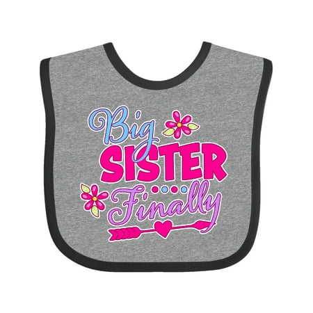 

Inktastic Big Sister Finally with Flowers and Arrow Gift Baby Girl Bib