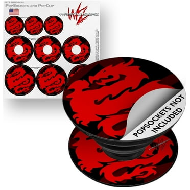 Decal Style Vinyl Skin Wrap 3 Pack for PopSockets Oriental Dragon Red on Black (POPSOCKET NOT INCLUDED) by WraptorSkinz