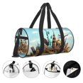thumbnail image 5 of Fotbe Iconic Global Landmarks Pattern Foldable Sports Gym Bag with Wet Dry Pocket, Ultralight Travel Bag, Large Capacity Duffel Bag, Splash Proof Carry on Bag, Overnight Bag, Weekender Bag, 5 of 8