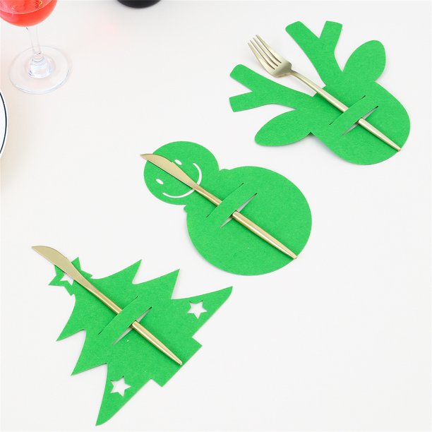 Juego De 12 Cubiertos Navideños: Tenedores Y Cucharas, Bolsa Para Decorar La Mesa De Navidad, Bolsa Para Cubiertos, Decoraciones Temáticas Navideñas