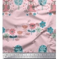 thumbnail image 1 of Soimoi Poly Georgette Fabric Floral,Tree & Owl Kids Print Fabric by The Yard 52 Inch Wide, 1 of 3