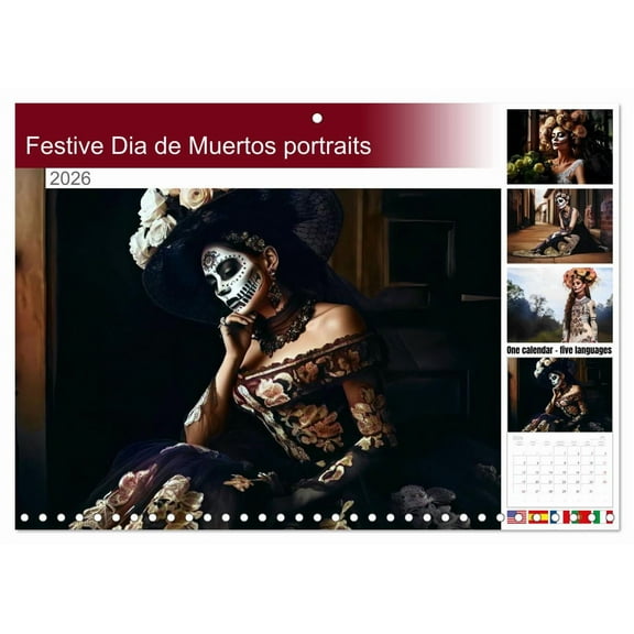 Festive Dia de Muertos portraits (Monthly Wall Calendar 2026 11.7 x 16.5 (open)), CALVENDO 14 Month Calendar