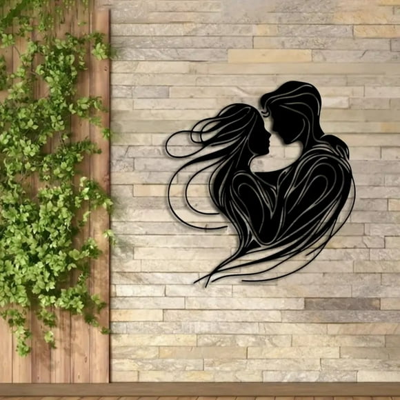 Riforla 1pc Couple Logo Wall Decoration Elegant Wall Decoration Modern Design Suitable for Home or Office Hangs Black 30x30x0.5cm