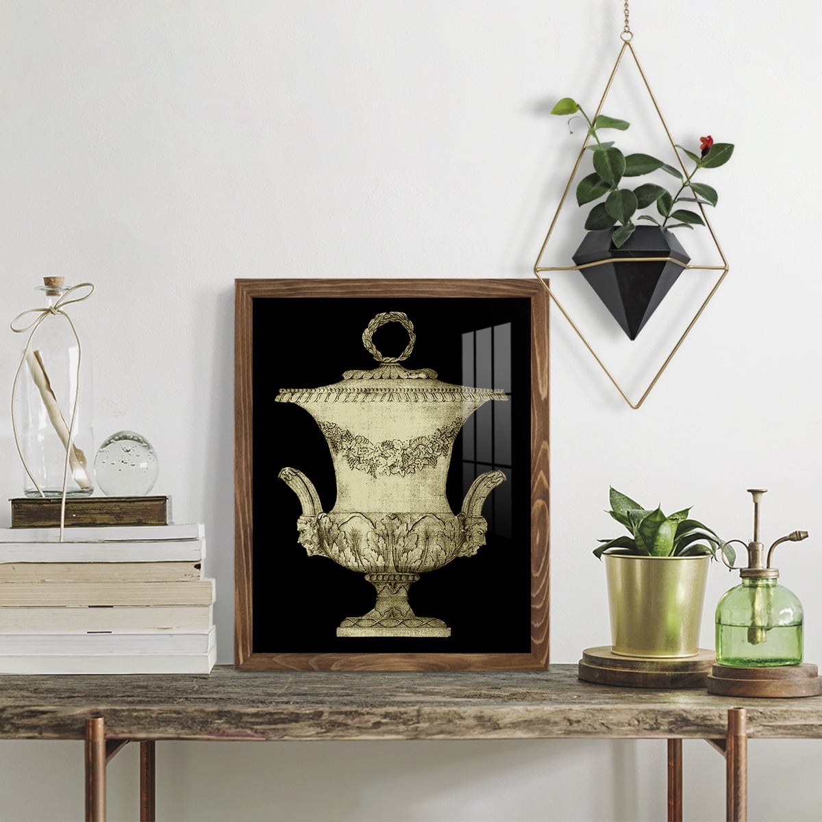 Garden Antiquities III -Framed Print w/glass-Walnut