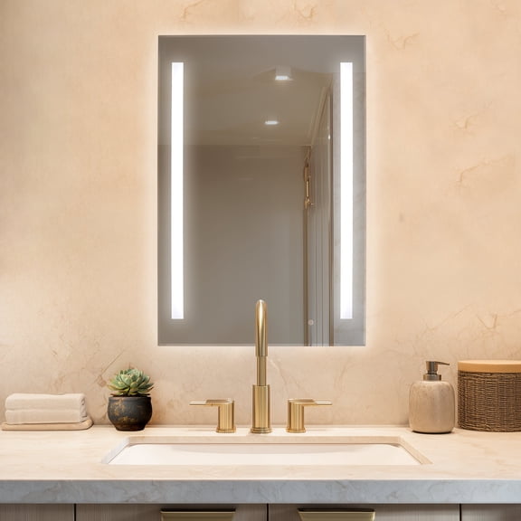 Warmlyyours MR-3624D-ING 24 in. W X 36 in. H Rectangular Frameless Bathroom Wall Mirror - Glass