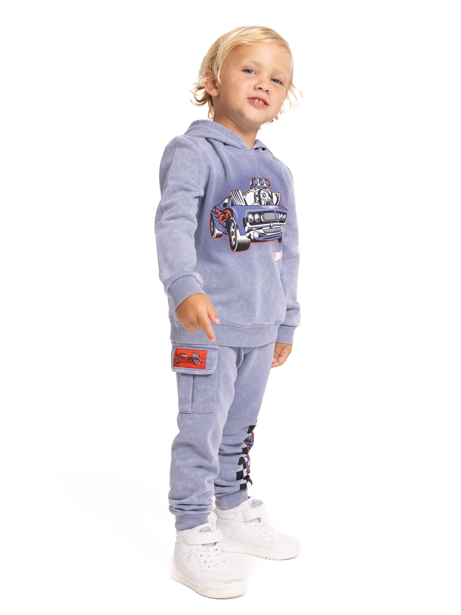 Hot Wheels Toddler Boys Hooded Graphic Sweatshirt and Jogger Pants Set, 2-Piece, Sizes 12M-5T
