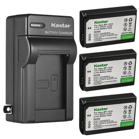 Kastar 3-Pack Battery and AC Wall Charger Replacement for Samsung BP1310 BP-1310 BP-1310EP ED-BP1310 EDBP1310 Battery Samsung BC1310 BC-1310 Charger Samsung NX5 NX10 NX11 NX20 NX100 Cameras