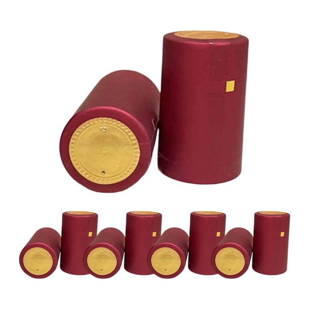 100 tapas para botellas de vino, fundas protectoras para botellas, accesorios de bricolaje, estilo vintage, envolturas retráctiles para elaboración de Rojo