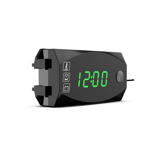 sweethay Voltímetro Universal 3 en 1 para motocicleta, pantalla Digital para motocicleta, medidor de temperatura de voltaje, medidor de reloj, Accesorios para motos Verde sweethay VI017706-01B
