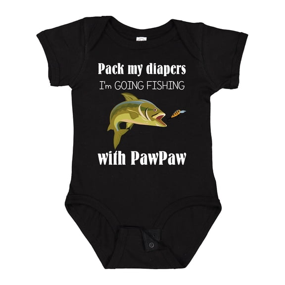 Inktastic Pack My Diapers I'm Going Fishing with Pawpaw (white) Boys or Girls Baby Bodysuit