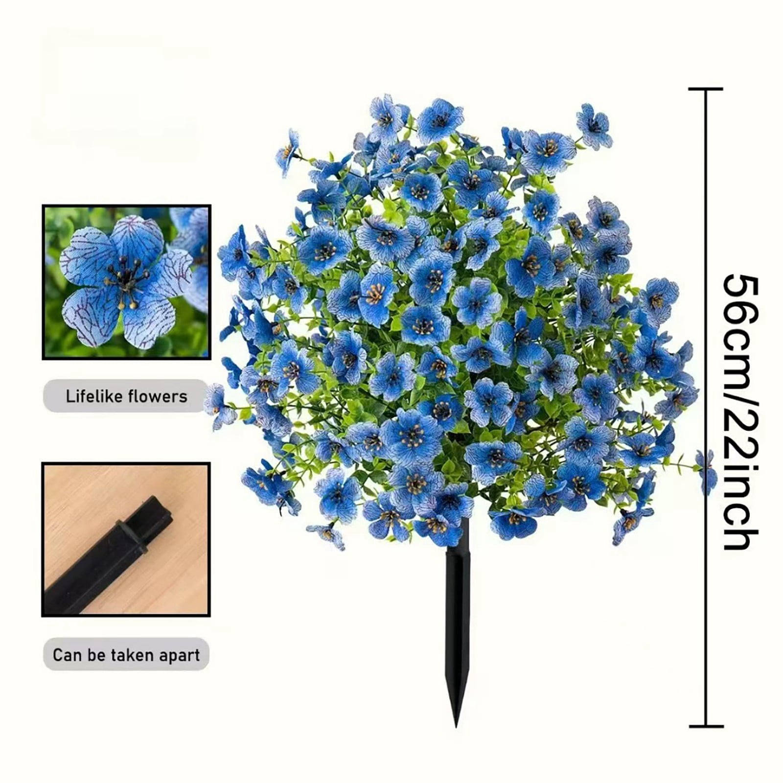 Artificial Geranium Flowers with Stake, UV Resistant Fake Outdoor Bushes, Realistic Silk Faux Flowers for Front Porch Patio Garden Decor, Artificial Shrubs for Outside
