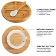 thumbnail image 4 of Baby Bamboo Plates, Bowls with Suction and Spoon Set - 3PC; Feeding Supplies Set for Infant, Toddlers - Detachable Silicone Suction Stay Put Base for Wooden Bowl, Plate - BPA Free （Marble), 4 of 6
