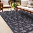 thumbnail image 6 of Hauteloom Nuri Outdoor Area Rug - Outside Porch Patio Rug Carpet - Waterproof Rug - Moroccan Farmhouse High Low - Black, Gray, Dark Grey - 7'10" x 10', 6 of 20