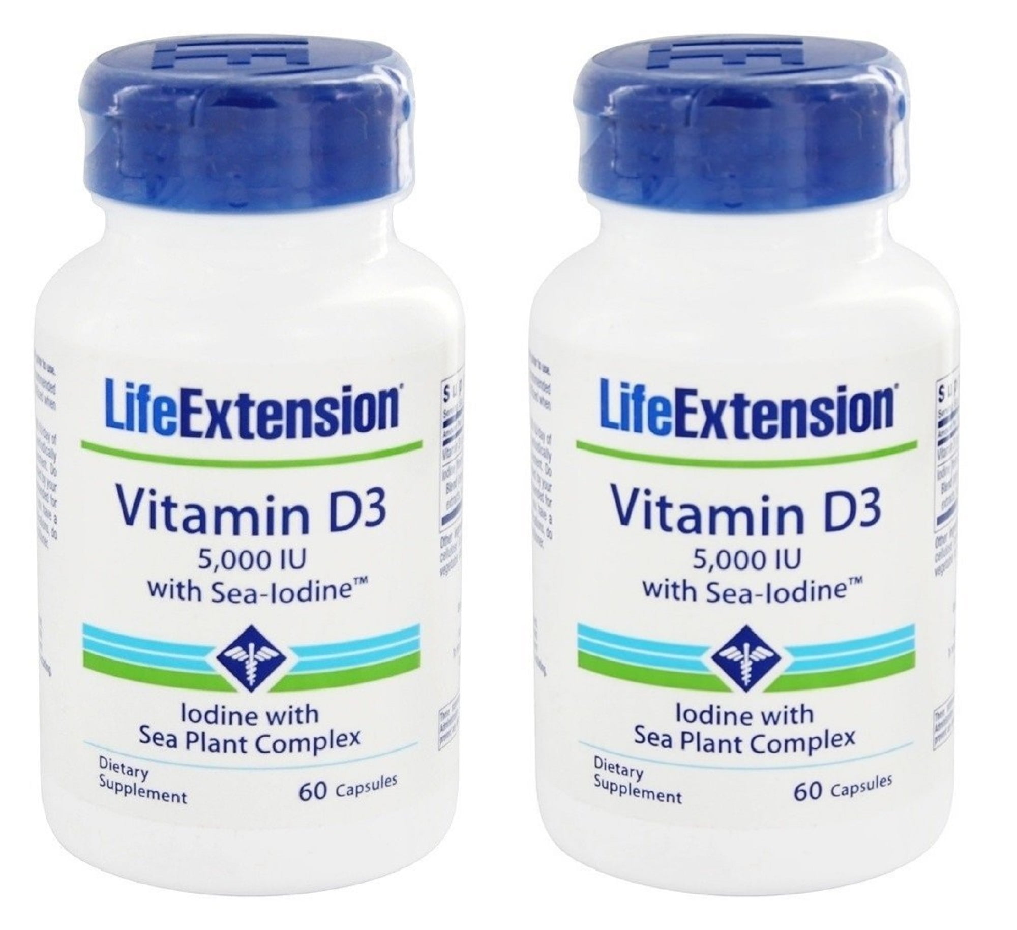 Life Extension Vitamin D3 5000 IU With SeaIodine 60 Capsules (Pack of