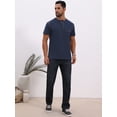 thumbnail image 5 of DARING DIVA Men's Henley Crew Neck Short Sleeve Button Down T-Shirt L Navy Blue, 5 of 7