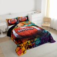 thumbnail image 3 of Homewish Teens Boys Men Football Gamer Full Size Comforter Sets 3-Piece,Abstract Graffiti Splash Bedding Comforter Set,Sport Rugby Theme Lightweight Bedding Sets,Luxury Bedroom Decor,Reversible, 3 of 8