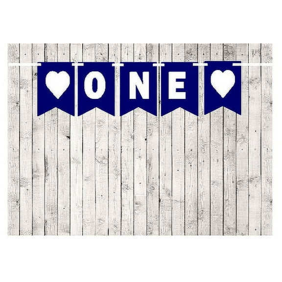 Baby First (1st) Birthday Navy and White Party Theme Picture Backdrop/HIgh Chair/Wall Decoration Banner