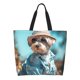 thumbnail image 1 of Disketp Stylish Dog in Denim Outfit Bolsa Tote Estampada para Mujer, Bolso de Hombro y de Mano para Compras y Viajes, 1 of 8
