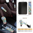 thumbnail image 4 of Renewold Sea Turtle Plumeria Starfish Car Seat Covers Full Set 14 PCS, with Steering Wheel Seat Belt Pads Coasters Waste Bin Armrest Pad Cup Holders Rearview Mirror Handbrake Cover Set, 4 of 7