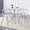 Silver Table+ Four Transparent Chairs, variant on Hi loPres 36.6-Inch Round Glass Dining Table Set for 4, Modern Silver Metal Legs with Transparent Chairs, 5-Piece Kitchen Room Furniture
