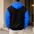 thumbnail image 5 of IAJDKMEK Men's Hoodie Sweatshirt Long Sleeve - Color Block with Pockets Casual Sports Pullover, Comfortable Hooded Top for Men,Blue L, 5 of 5