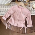 thumbnail image 2 of Spring Summer Children's Slim Fit Coat 1-8Y Girls Solid Color Single Breasted Jacket Casual Kid's Drawstring Cardigan Outwear, 2 of 6