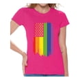thumbnail image 1 of Awkward Styles Rainbow American Flag Womens T Shirt Tops LGBT Flag Shirts for Women Rainbow Flag Neon Tshirt Gay Rights Support Tee Shirt Tops, 1 of 4