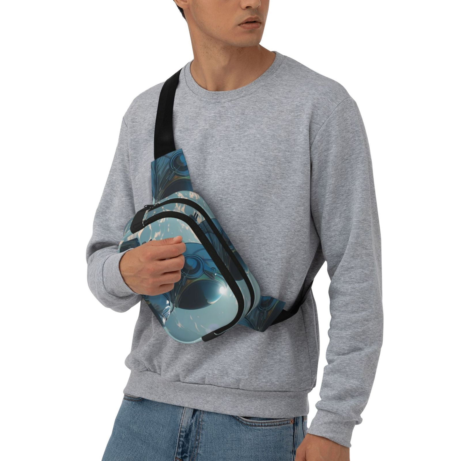 Picia Astronaut Contemplating Planet Print Square Double-Layer Waist Bag Mini Adjustable Waist Belt Bag Exercise Running Travel Hiking