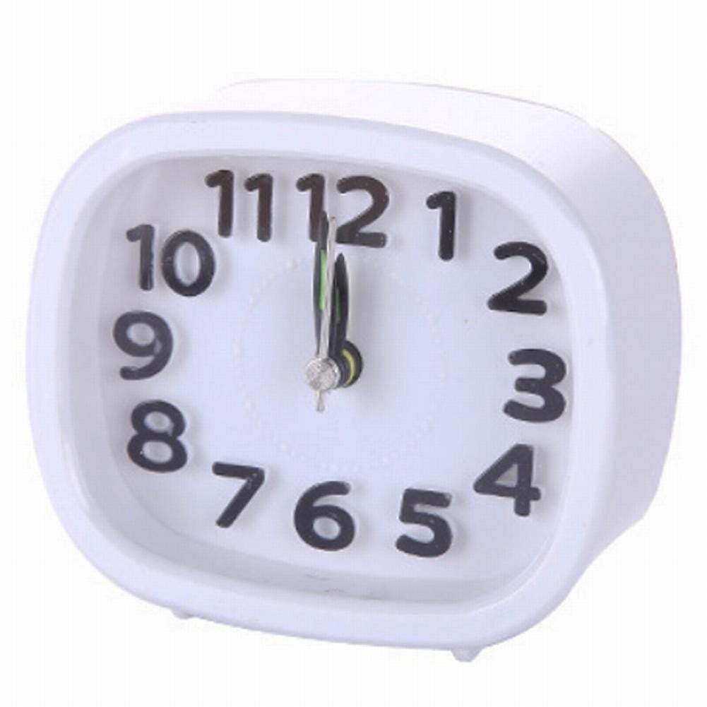 Battery Operated Quartz Alarm Clock Night Light No Tick Silent Bedside