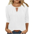 thumbnail image 2 of Womens Dressy Casual Blouses 3/4 Sleeve V Neck Ruffle Tops Business Ladies Summer 2025 Trendy Work Shirt on Clearance,White,S, 2 of 5