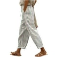 thumbnail image 2 of ShiShine StripedPants for Women Casual Drawstring Trendy Trousers with Pocket, 2 of 6