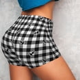 thumbnail image 4 of Balery Black Tartan Plaid Pantalones cortos de entrenamiento estampados para mujer, sin costuras, ajustados, para gimnasio, yoga, correr, deportes, ejercicio activo, fitness.-Small, 4 of 8