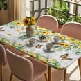 thumbnail image 3 of Spring Sunflowers Table Cloths for 4 Foot Rectangle Tables, Eucalyptus Leaves Butterfly Flowers Plaid Patio Waterproof Elastic Fitted Tablecloths, Washable Rectangular Table Cover for Camping, 3 of 8