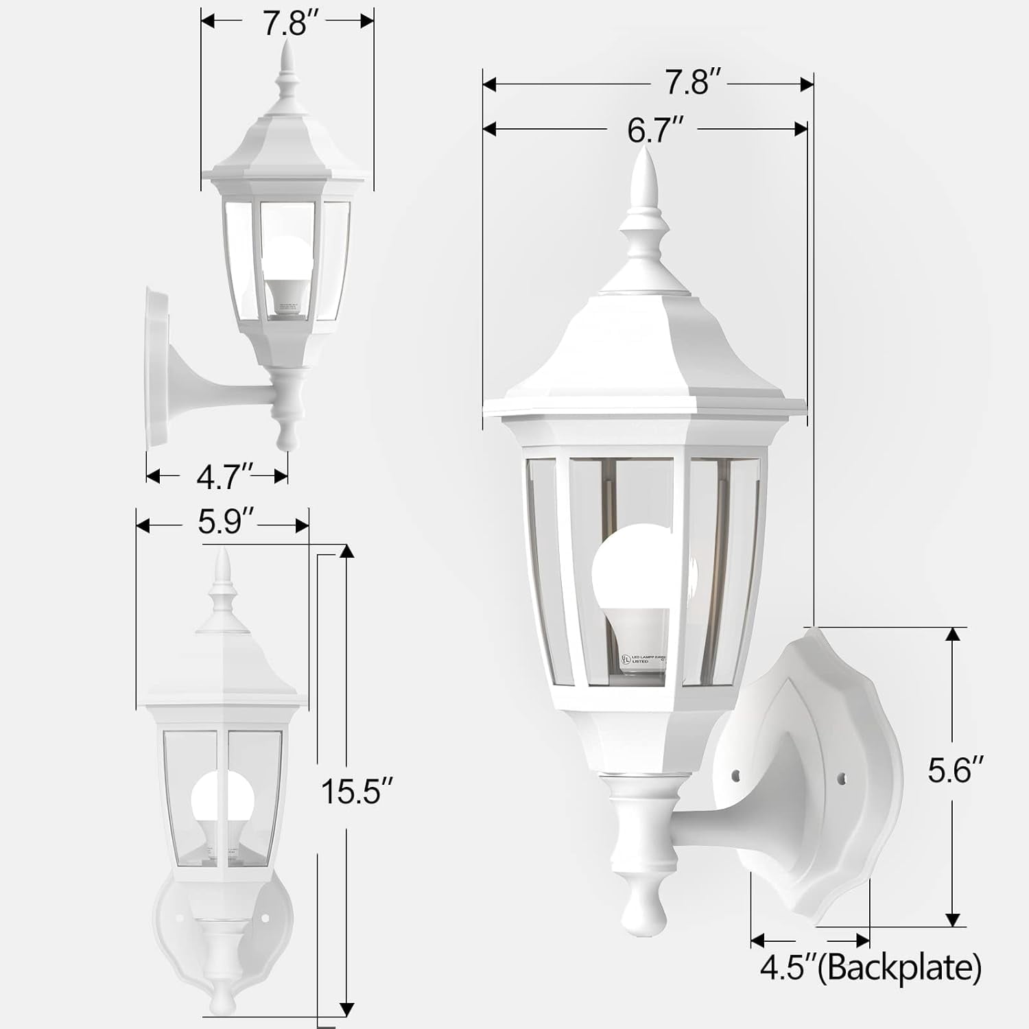 EMART Outdoor Porch Light, Exterior Waterproof Wall Light Fixtures, Anti-Corrosion Plastic Material for Backyard, Garage - White, 1 Pack