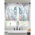 thumbnail image 2 of Coastal Octopus Sheer Curtains 54 Inch Length 2 Panels for Living Room, Summer Beach Nautical Ocean Coral Seahorse Voile Kitchen Curtain Set, Luxury Privacy Drapes Window Treatment for Bedroom, 2 of 7