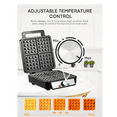 thumbnail image 5 of 1200W Belgian Waffle Maker 4-Slice, Stainless Steel, 5 Browning Levels, Non-Stick Surfaces, Silver/Black, FOHERE - Perfect for Family Breakfasts (Black), 5 of 6