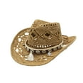 thumbnail image 3 of Women Men Summer Western Cowboy Hat Shapeable Straw Hat Hollowed Out Sun Hat Big Hats My Fair Lady Hat World of Hat Desert Hat Overhead Visor Outback Hat Women Women Summer Hats Mens Summer Hats, 3 of 3
