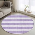 thumbnail image 2 of Purple Striped Round Rug 4ft Area Rug Washable Soft Non-Slip 4' Circle Low Pile Rugs Farmhouse Vintage Stripes Carpet for Bedroom Living Room Entryway Home Office Dining Room, 2 of 8