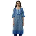 thumbnail image 1 of Moomaya Robes Indiennes pour Femmes Décontractées Été Imprimé Manches 3/4 Longue Kurta, 1 of 6