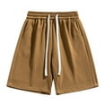 thumbnail image 1 of Plebaso Men's Elastic Waist Drawstring Casual Shorts Loose Solid Color Mens Summer Shorts with Pockets, 1 of 5