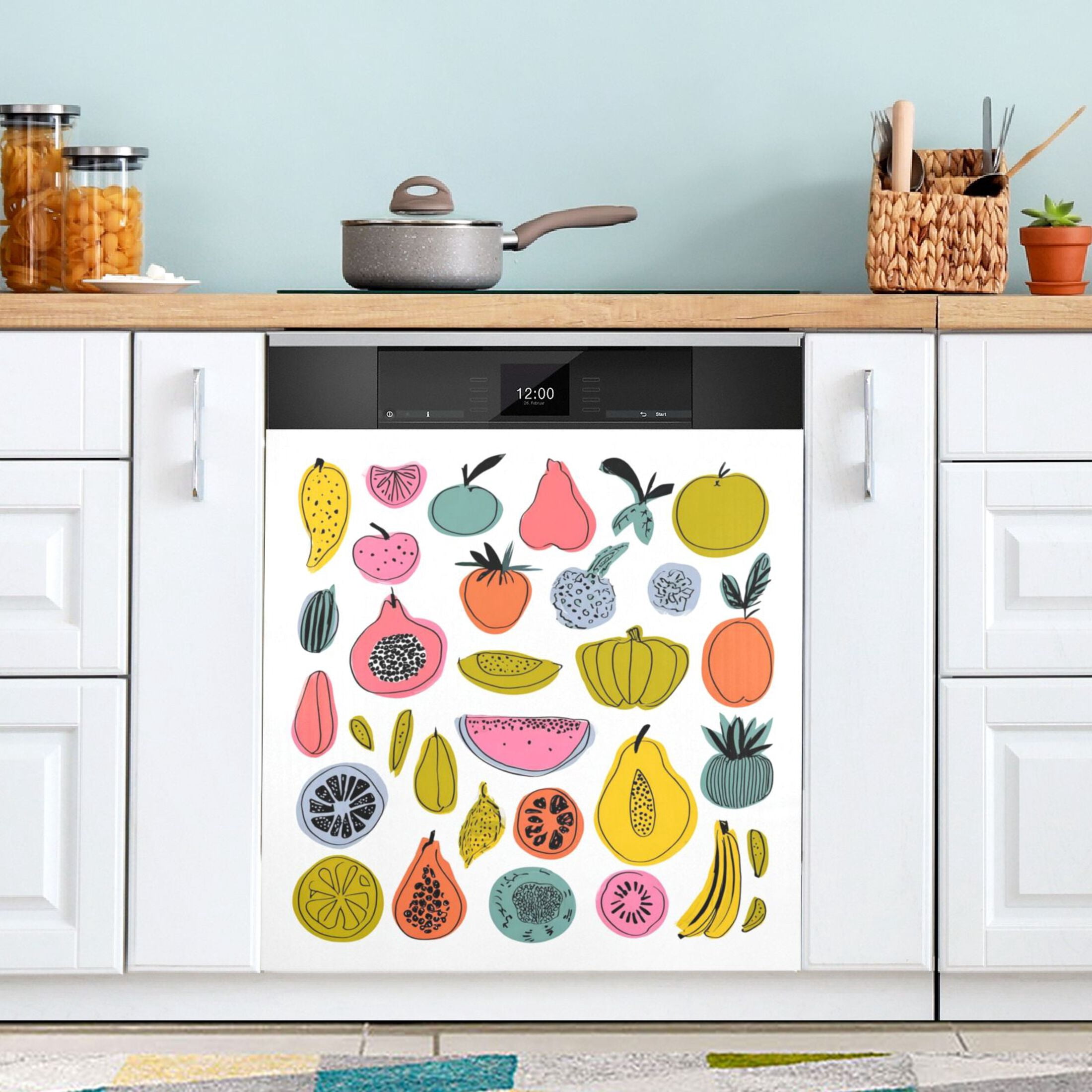 IAUYY Magnetic decorative sticker - 23x26 Inch PVC Refrigerator Decorative Cover, Removable DIY Art for Kitchen Appliances Colorful Vegetables