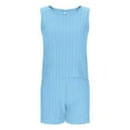 thumbnail image 3 of Penkiiy Trendy Girls' Summer Outfit Set - Wave-Collar Tank & Shorts 2-Piece Sportswea, 3 of 7