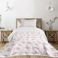 thumbnail image 3 of Ambesonne Eiffel Quilted Bedspread Set 2 Pcs, Springtime Polka Dots, Twin Size, Pale Pink Green White, 3 of 6