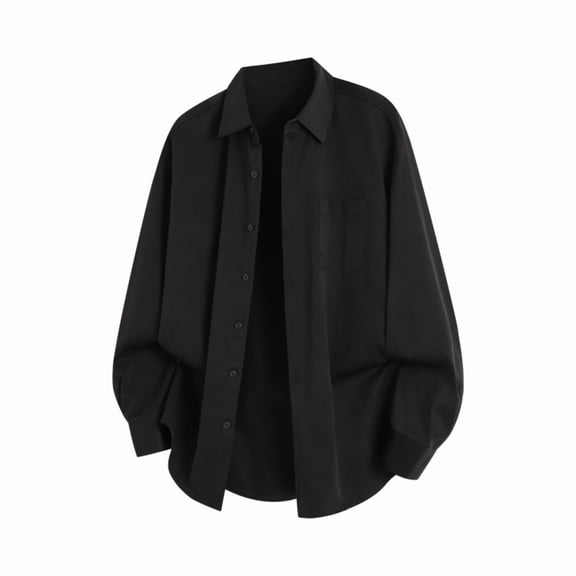 M-4X Plus Size Shirts for Men with Pocket Long Sleeve Tshirts Shirt Big & Tall Slim-Fit Button-Down Collared Casual Solid Office Work Shackets Tops