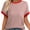 Fiery Red, variant on Women's Short Sleeve T Shirts Summer Ribbed Knit Crewneck Striped Loose Basic Tee Casual Tops Blouses