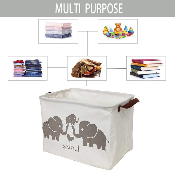 Fabric Toy Bin - Waterproof hamper | Collapsible Square Waterproof Box with Handles for Kids
