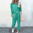thumbnail image 2 of Pyhlmscde Women's Two Outfit Long Sleeve Crewneck Pullover Tops And Long Pants Sweatsuits with Sweatpants, Lounge Sets for Women, Two Piece Sets for Women Mint Green XL, 2 of 5