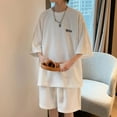 thumbnail image 2 of Cathalem Mens Short Sets 2 Piece Button Down Shirt and Drawstring Shorts Sets,White XL, 2 of 5