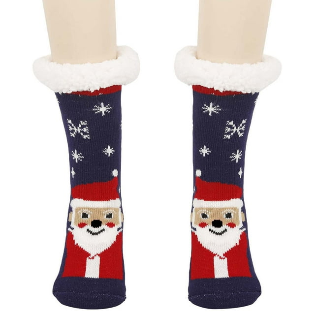 Stockings Winter Christmas Anti Fleece Thickened Lamb Wool Socks Slippers Socks Polyester Long Socks